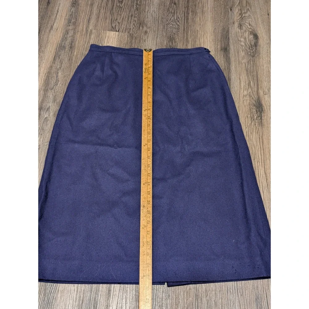 Vintage Pendleton Wool Skirt Navy Blue Size 13/14 Made in‎ USA Career Office